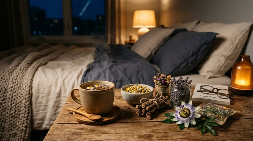 Chamomile lavender valerian root and passionflower for relaxation
