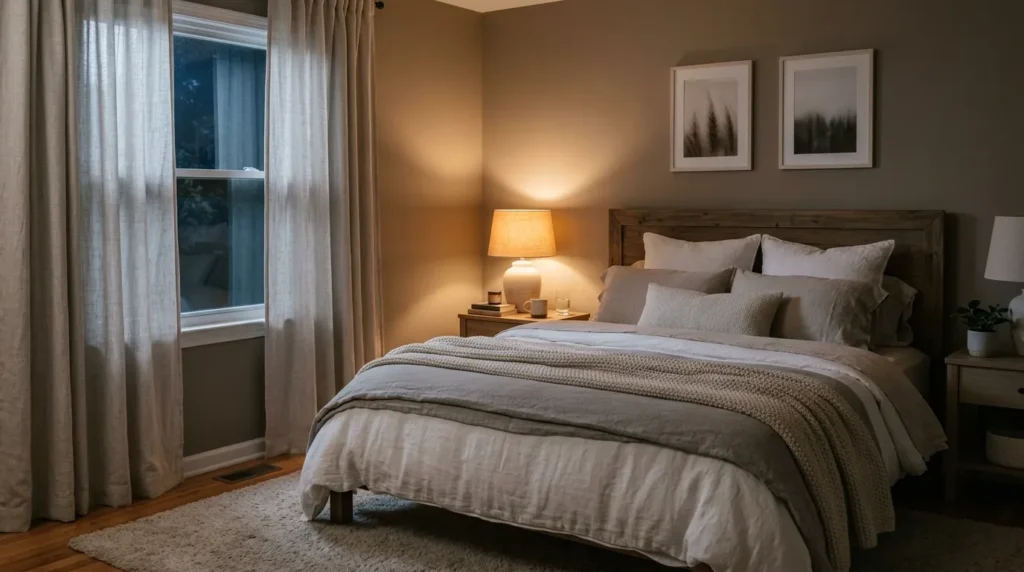 Healthy sleep schedule in a calm bedroom